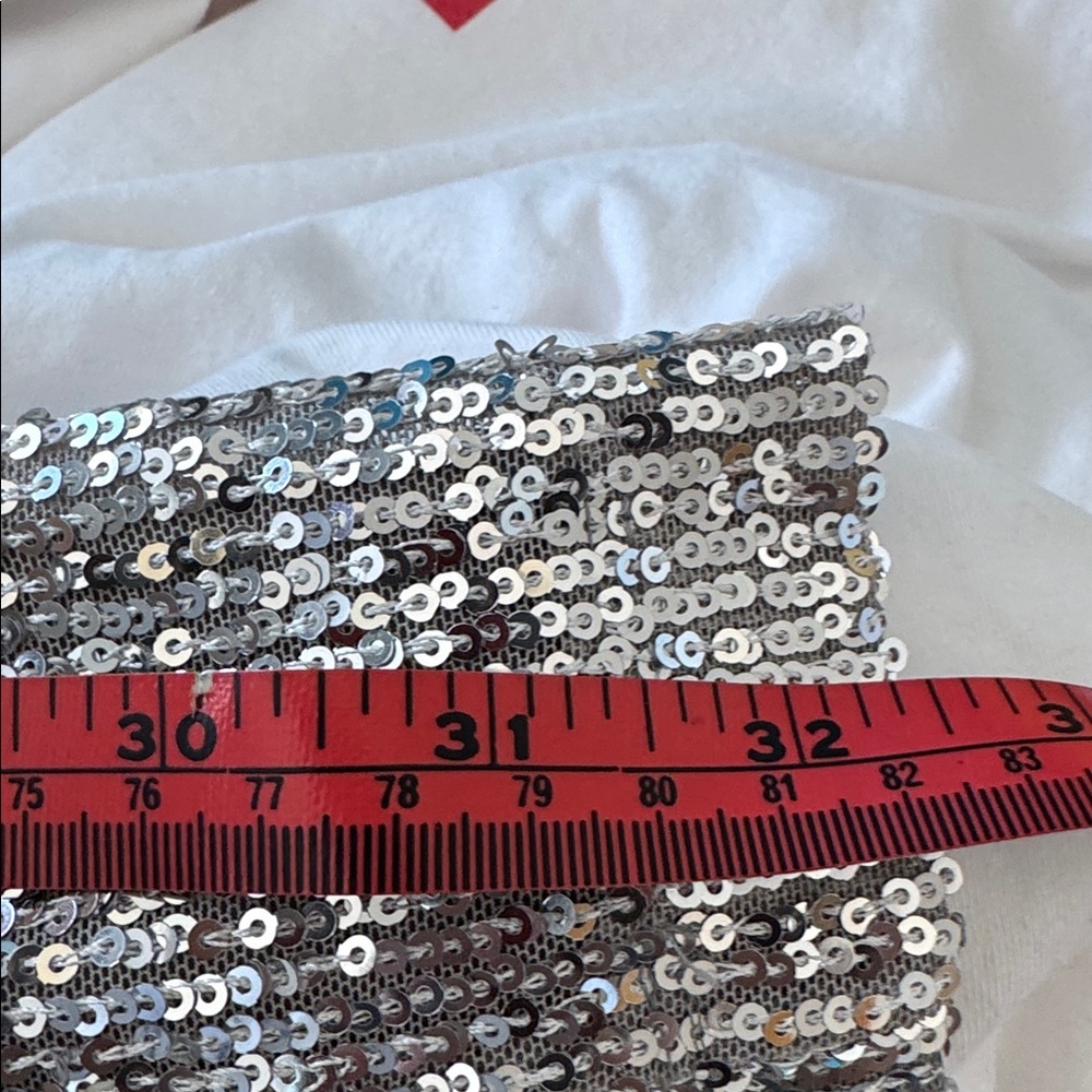 Silver Sequin Midi Skirt Size XXL - Picture 6 of 6